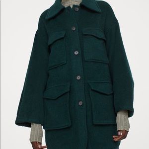 H&M green wool shacket